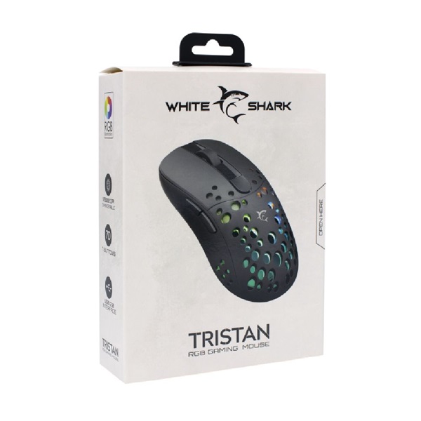 White Shark TRISTAN GM-9004 7D 12000 dpi, RGB fekete gamer egér