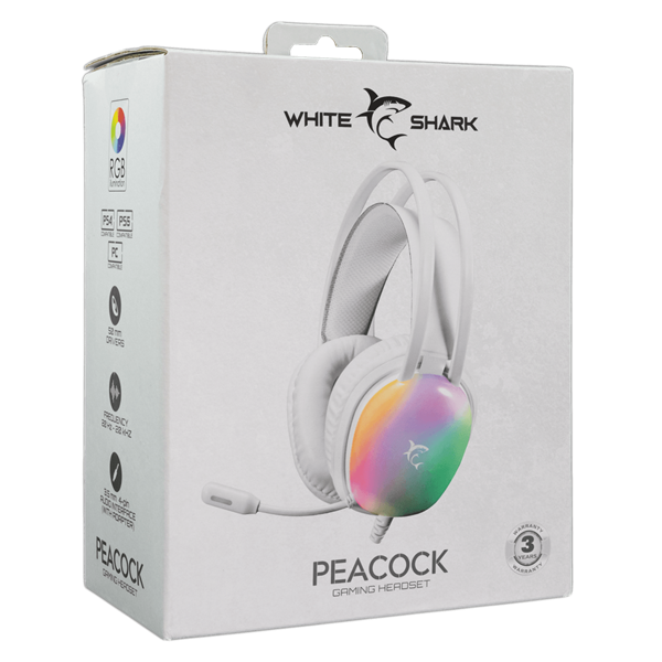 White Shark WS GH-2444W PEACOCK-W fehér gamer headset