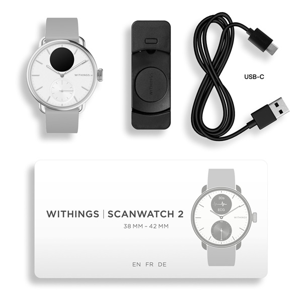 Withings HWA10-model 2 ScanWatch 2 38mm fehér okosóra