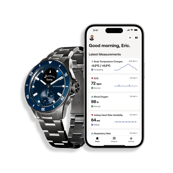 Withings ScanWatch Nova hibrid 42mm kék okosóra