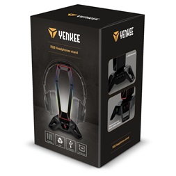 Yenkee 45016645 YHB 3000 RGB gamer USB HUB és fejhallgató állvány